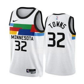 Canotte Uomo Minnesota Timberwolves Karl Anthony Towns 32 Nike 2022-23 City Edition Bianco Swingman
